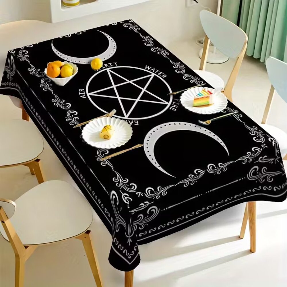 {NEW} Rectangular Gothic Polyester Tablecloth Black - Picture 3 of 4